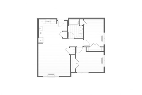 Floor plan for 2 beds, 1 bath, 908 sqft